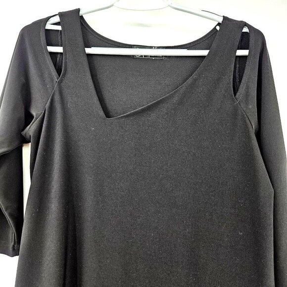 Sympli Nu Focus Tunic Top Black Women's Size 8 Cutout Asymmetric Hem Minimalist - Picture 4 of 10